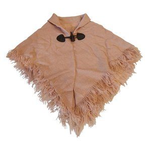 Toddler Fringe Wrap-Around Toggle Poncho Scarf in Camel, NWOT